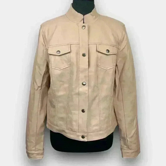 Guillaume Jackets & Blazers - GUILLAUME faux‎ leather button snap ladies jacket pink large